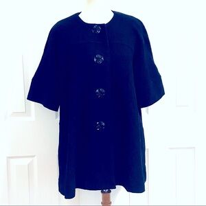 Uncle Frank Black Wool Blend Half Sleeve Poncho Swing Coat Jacket Sz M